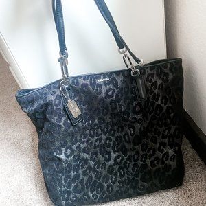 COACH Madison Ocelot Chenille Tote with Animal Print Design
